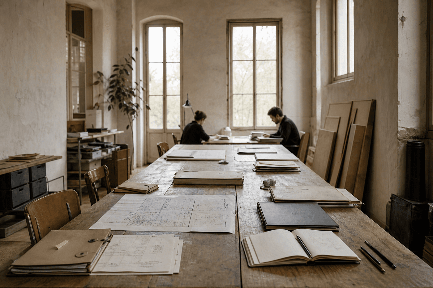 The Fieldstone registered office in Lisbon, with working papers on a long table
