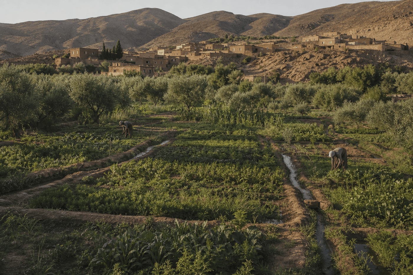 Irrigated gardens below Aït Ouzzine on the Tazgart Plain