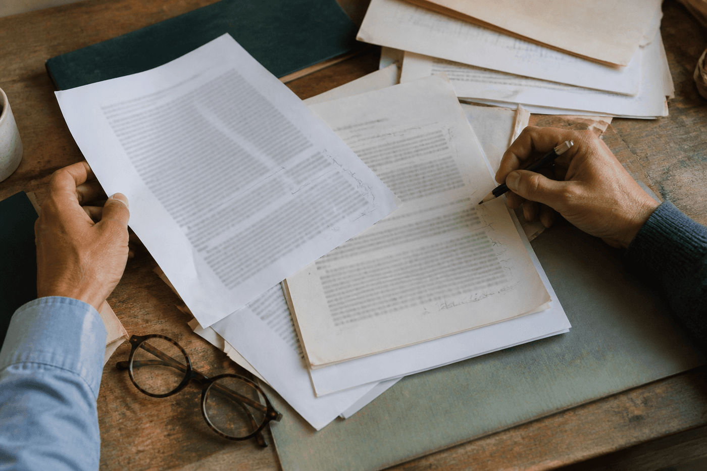 A desk of translated partnership agreements under review
