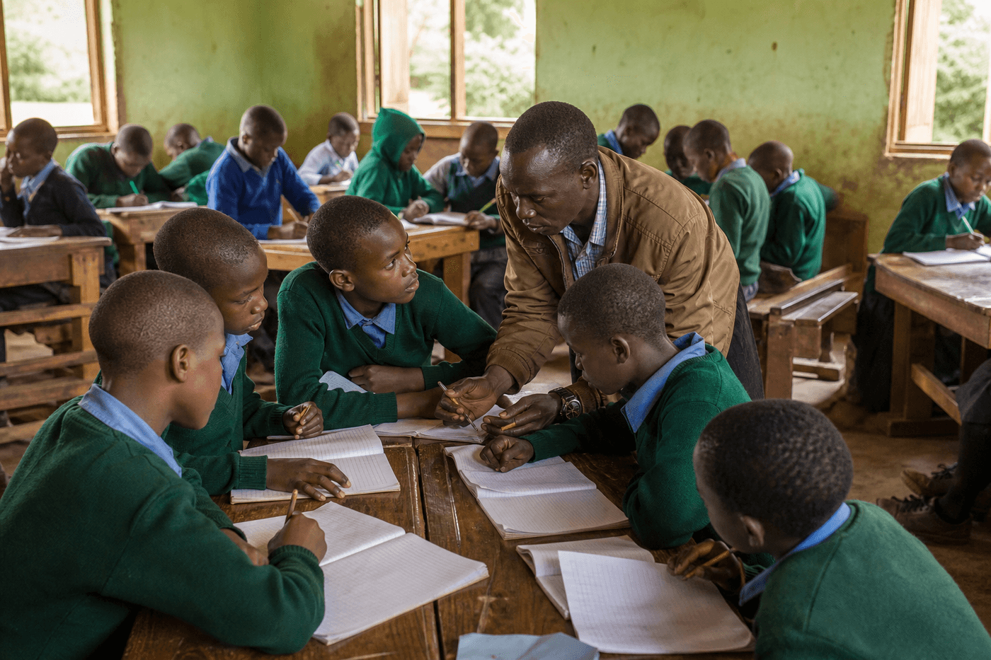 A second-term class at Kirambo community school, full and in session